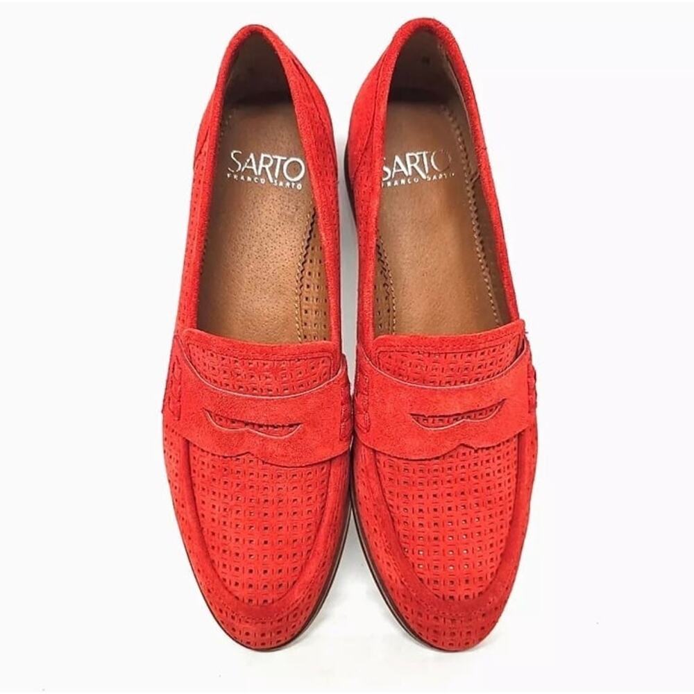 New Franco Sarto A-Jolette5 Perforated Suede Leather Flat Penny Loafers EU6 $125 - Picture 2 of 12